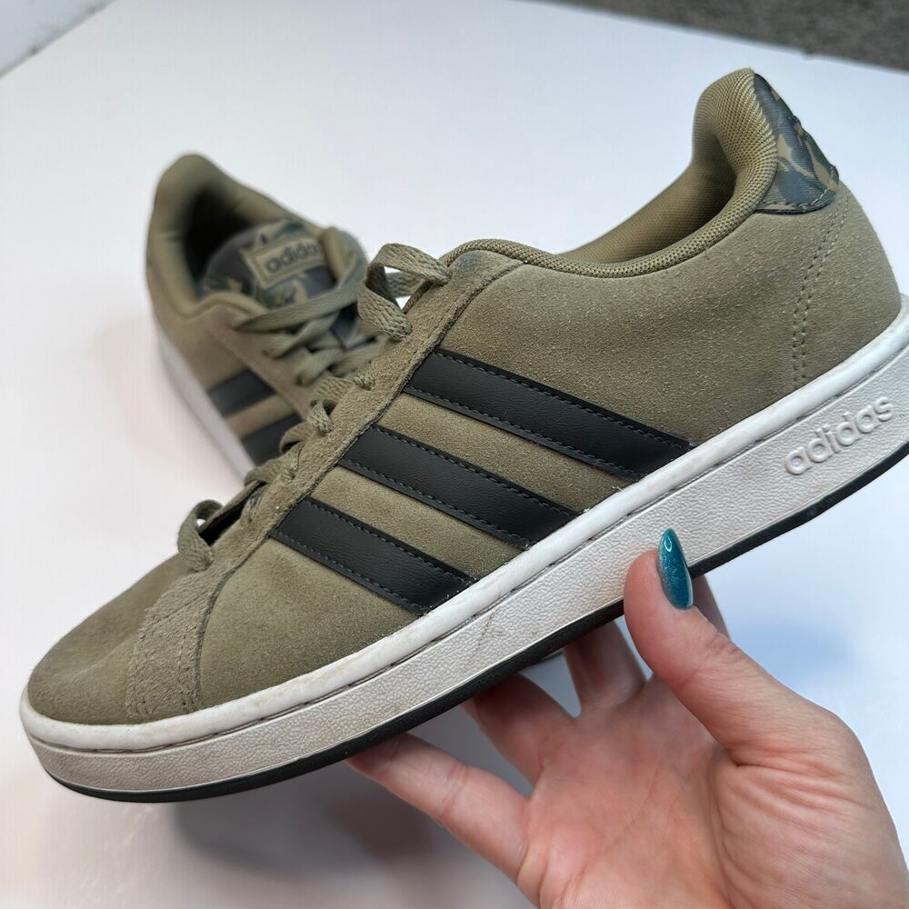 Adidas Grand Court Obit Green Camo Suede Sneakers
